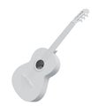 White Acoustic Guitar 3D Icon. Isolated on white background. 3D render.