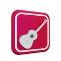 White Acoustic Guitar 3D Icon. Logo. Isolated on white background. 3D rendering.