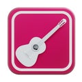 White Acoustic Guitar 3D Icon. Logo. Isolated on white background. 3D rendering.