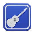 White Acoustic Guitar 3D Icon. Logo. Isolated on white background. 3D rendering.