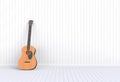 White acoustic guitar in a empty room Royalty Free Stock Photo