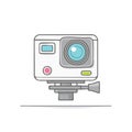 White Action Camera on a Mount Cartoon Style Vector Graphic Royalty Free Stock Photo