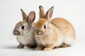 white action Lovely sitting rabbits cute Little background white rabbits baby cute view Front