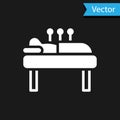 White Acupuncture therapy icon isolated on black background. Chinese medicine. Holistic pain management treatments