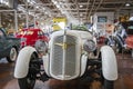 A white 1935 Adler Trumpf Junior at Lane Motor Museum with the largest collection of vintage European cars, motorcycles