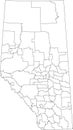 White administrative map of ALBERTA, CANADA