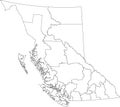 White administrative map of BRITISH COLUMBIA, CANADA