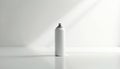 White aerosol spray can object displayed on plain studio background. Clean metal container with a blank surface, ready for Royalty Free Stock Photo
