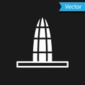 White Agbar tower icon isolated on black background. Barcelona, Spain. Vector