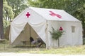 White aid tent