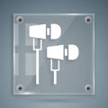 White Air headphones icon icon isolated on grey background. Holder wireless in case earphones garniture electronic Royalty Free Stock Photo