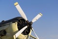 White airplane propeller, four blades