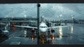 A white airplane is sitting on the tarmac at an airport Royalty Free Stock Photo