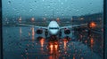 A white airplane is sitting on the tarmac at an airport Royalty Free Stock Photo