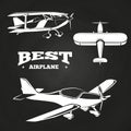 White airplanes collection on chalkboard design
