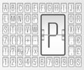 White Airport flip board mechanical narrow alphabet with numbers for flight departure information showing. Vector eps10