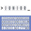 White airport mechanical flip scoreboard terminal alphabet font to display flight timetable and destination, arrival or