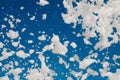 White airy foam on a blue sky background