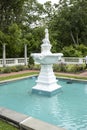 White Alabaster Decorative Garden Fountainin Garden Patio Royalty Free Stock Photo