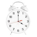 White alarm clock showing four o`clock isolated on white background Royalty Free Stock Photo