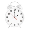 White alarm clock showing two o`clock isolated on white background Royalty Free Stock Photo