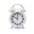 White alarm clock at 10 ten o\'clock isolated on white background (clipping path)