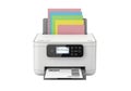 White all in one printer with stack of colorful paper Royalty Free Stock Photo