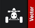 White All Terrain Vehicle or ATV motorcycle icon isolated on black background. Quad bike. Extreme sport. Vector Royalty Free Stock Photo