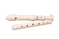 White alto recorder flute, closeup, isolated on a white background Royalty Free Stock Photo