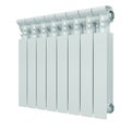 White aluminum heating radiator.