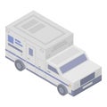 White ambulance car icon, isometric style