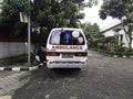 White ambulance car parking at hospital