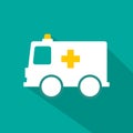 White ambulance car vector sign. Flat design