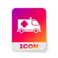 White Ambulance and emergency car icon isolated on white background. Ambulance vehicle medical evacuation. Rectangle
