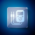 White Ampere meter, multimeter, voltmeter icon isolated on blue background. Instruments for measurement of electric Royalty Free Stock Photo