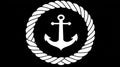 White Anchor Emblem Within Rope Circle, Nautical Symbol, Vector Icon Royalty Free Stock Photo