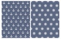 Lovely Nautical Vector Patterns Set. Marine Party Theme Repeatable Design. Royalty Free Stock Photo