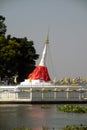 White ancient pagoda is located on Koh Kled Island. Along the Chao Phraya River in Thailand. Royalty Free Stock Photo