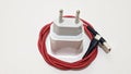white android phone charger red data cable Royalty Free Stock Photo