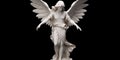 white angel little figurine on black background generative AI