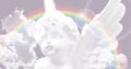 White Angel on the sky with rainbow