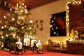 Christmas Family Room with Reindeer Sledge Advent Candles, Christmas Tree and Christmas Illumination