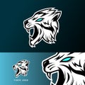 White angry tiger mascot gaming sport esport logo template long fangs Royalty Free Stock Photo