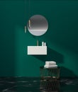 Angular sink in an emerald bathroom
