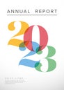 White annual report front cover page template with big color year numbers