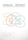 White annual report front cover page template with big color year numbers