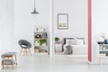 White anteroom interior and bedroom