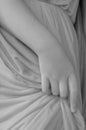 White antique marble stone statue detail of human hand