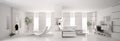White apartment panorama interior 3d