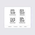 White App Screen Displaying Four Black Line Icons Invoice Correction Billing Update Payment Failed Overcharge Alert with Dashboard Royalty Free Stock Photo